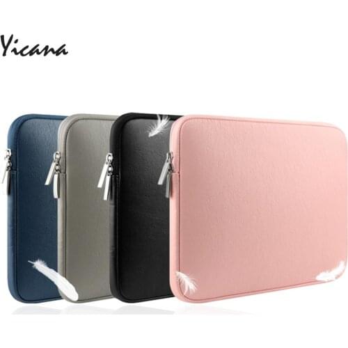 Yicana PU leather 11 13 14 15 inch Waterproof laptop sleeve bag For Macbook Pro Air Retina notebook prodector case