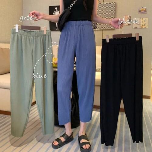 Womens Cropped Trousers Fluid Capri Pants Wide Leg Korean Style Fashion High Waist Loose Ankle-Length Womens Summer Culottes