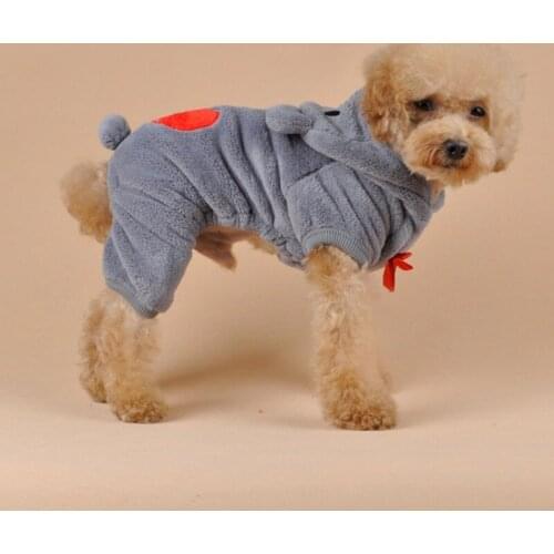 A Winter Warm Dog Jumpsuits Plush Love Bear Christams Party Costume Rompers Pajamas Soft Flannel Small Pet Dogs Clothes