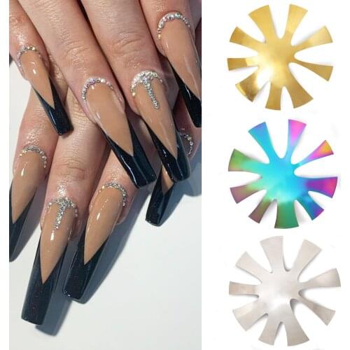 1Pc French Nail Tips Line Edge Stainless Steel Nail Cutter Clipper Tool Edge Trimmer Styling Form Nail Art Template Tools
