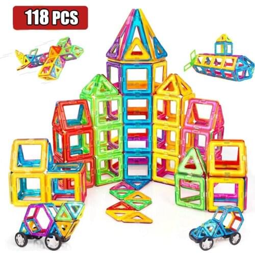118pcs Big Magnetic Designer Magnet Building Blocks Bricks Accessories Educational Constructor Toys For Children Gifts