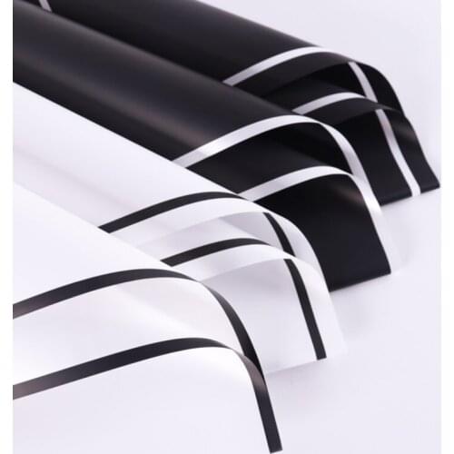 20pcs60*60 black and white border matte film thick waterproof wrap flower paper bouquet gift packaging material florist supplies