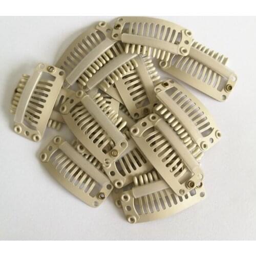 20pcs a Pack 9 Teeth Creamy-White Wig Clips Hair Extension Tools Stainless Steel Material High Quality