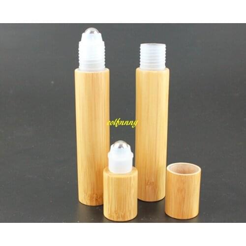 300pcs/lot 15ML Bamboo Roll On Bottle Empty Essential Oil Bottle Cosmetic Lotion Liquid Perfume Oil Refillable Sample Container