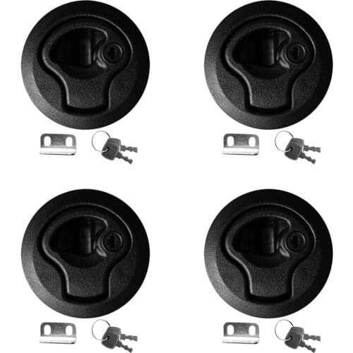 4 Pcs Round Slam Hatch Lock Type Latch Replacement Plastic Black With Keys For RV Marine Boat Yacht Hatch/Deck Nylon