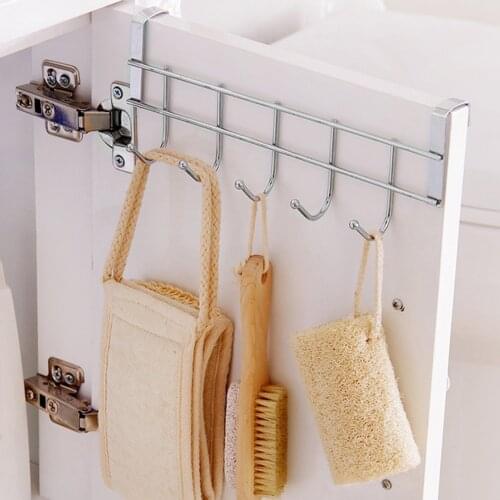 5 Hooks Eco-Friendly Silver Metal Over Door Home Bathroom Kitchen Coat Towel Hanger Rack Holder Shelf Hooks & Rails