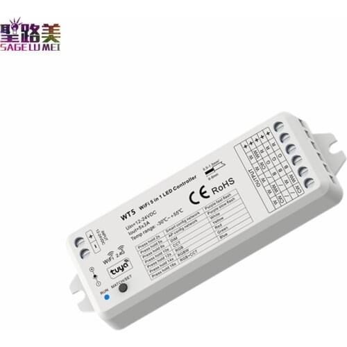 DC12-24V RGB, RGBW, RGB+CCT, color temperature or single color 5 in1 LED RF WIFI Controller Dimmer Tuya APP cloud Voice control
