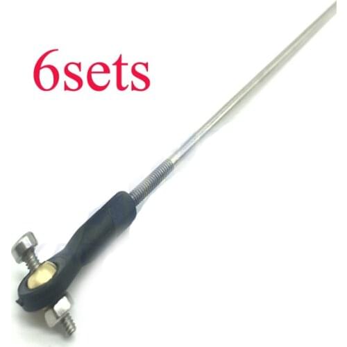 6Sets RC Boat Parts 2mm Stainless Steel Connecting Rod with Ball Joint Assembly Include Plastic Rods End+L80-300mm Servo Linkage