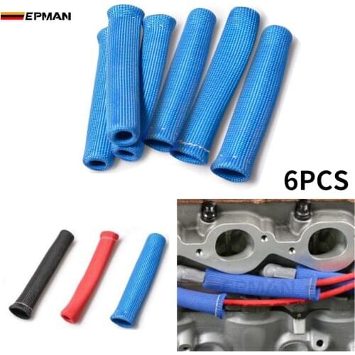 6 Cyl Blue 1200 Degree Spark Plug Ignition Wire Heat Boot Protector Cover For BMW E39 5-Series (2000- ) EP-GT06