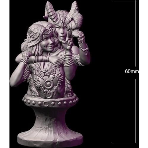 60mm Resin Model Goat Girl Princess Figure Unpainted No Color RW-003