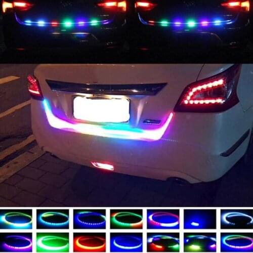 Car Styling RGB LED Strip Lighting Rear Trunk Tail Light Dynamic Streamer Brake Turn Signal Reverse Leds Warning Light