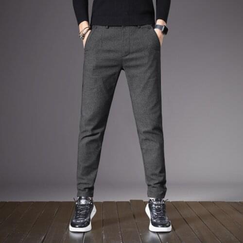 Autumn Winter Mens Casual Pants Men Straight Lace-up Elastic Waist Pants Male High Quality Cotton Green Leisure Trousers Jogging