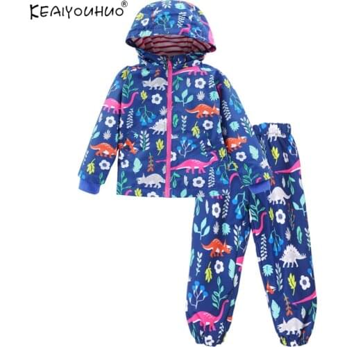 Children Clothing Spring Boys Clothes Sets Cartoon Casual Girls Sports Suits Long Sleeve Girls Boys Clothes Sets Hooded Raincoat