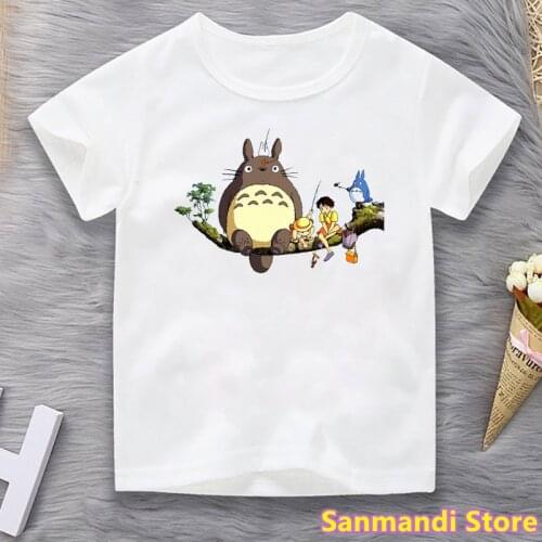 Totoro Studio Ghibli Cartoon Print Tshirt Girls/Boys Kids Clothes Miyazaki Hayao Anime T Shirt Kawaii Children Clothing T-Shirt