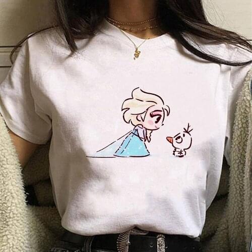 Frozen Ice Queen Elsa Olaf T Shirt Women Harajuku Print Female Tshirt Cartoon Funny Tops Tees Fashion Graphic Girls T-shirts