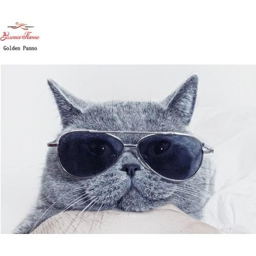 Golden Panno,DIY DMC 11CT 14CT completely Cross stitch Animal cat kits embroidery needlework wall decoration 08