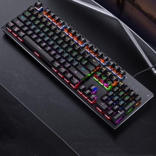 Mechanical Keyboard Wired Gaming Keyboard RGB Mixed Backlit 104 Keys Anti-ghosting Blue Black Brown Switch For Game Laptop PC