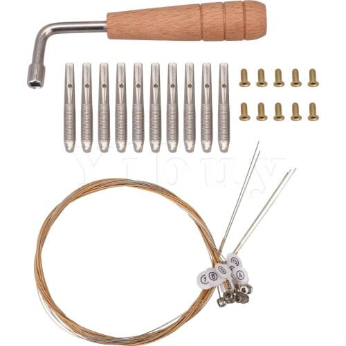 Yibuy Tuning Wrench 10 String Pin Nails 10 Steel Strings Lyre Adjustment Tool