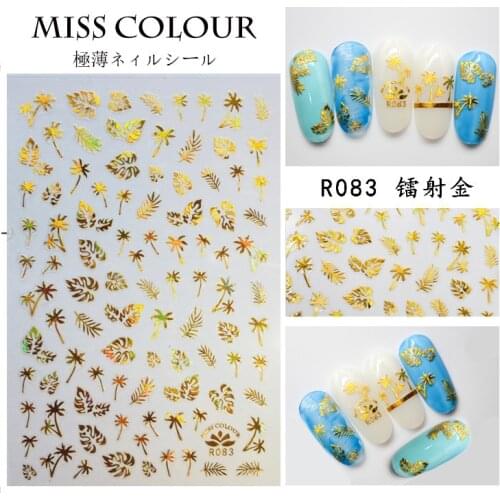 Lacer Leaf Constellation Holographics 3D Nail Sticker Gold Coconut Star Moon Nail Art Adhesive Transfer Sticker Shiny DIY Decals