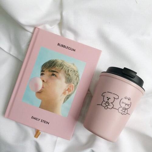 Cute Reusable Coffee Cup Bottle With Lid Double-deck Heat-resisting Cup Tea Juice Coffee Leakproof Mugs