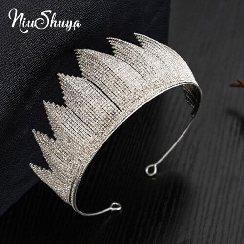 NiuShuya Fashion Big Crystal Wedding Diadem Rhinestone Queen Tiaras And Crowns Headbands For Bride Hair Jewelry Women Accessorie