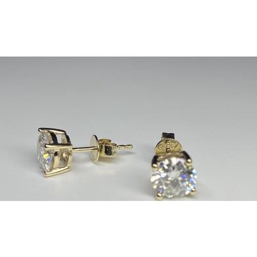 Moisangna 14K Yellow Gold 1Carat 6.5mm Moissanite Diamond Women Stud Earring