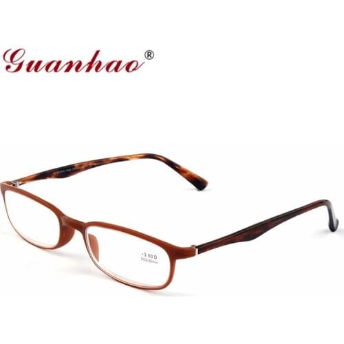 Guanhao Spring Hing TR90 Front Frame Eyeglasses Acetate Temple Anti Fatigues Man Women Reading Glasses