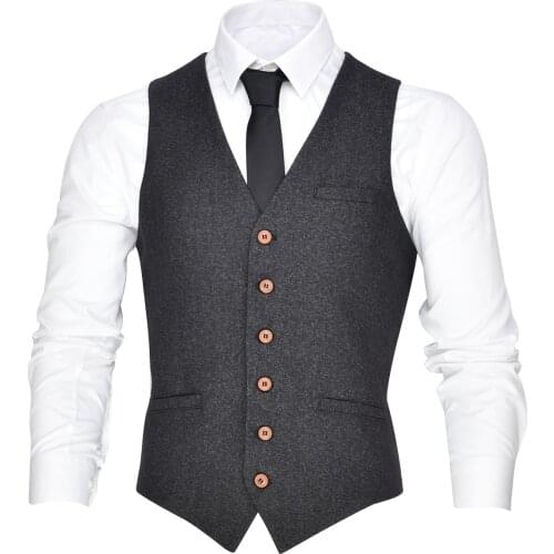 VOBOOM Men Slim Fit Suit Vest Blazer Gentleman Spring Autumn Twill Grid Business Male Gilet Single Breasted 002