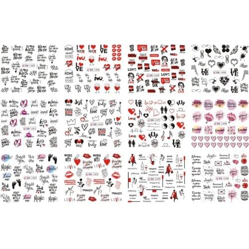 12 Designs Russian text Nail Water Decals Sexy lips finger Sexy girl Transfer Slider Russia Words Manicure Tattoos Set