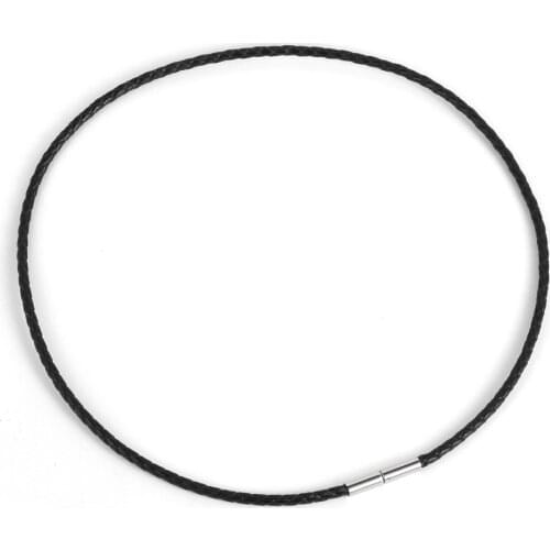 Punk Rock Black Genuine Leather Necklace For Men Women 3mm Thin Leather With Stainless Steel Clasp Necklaces DIY Necklace Making