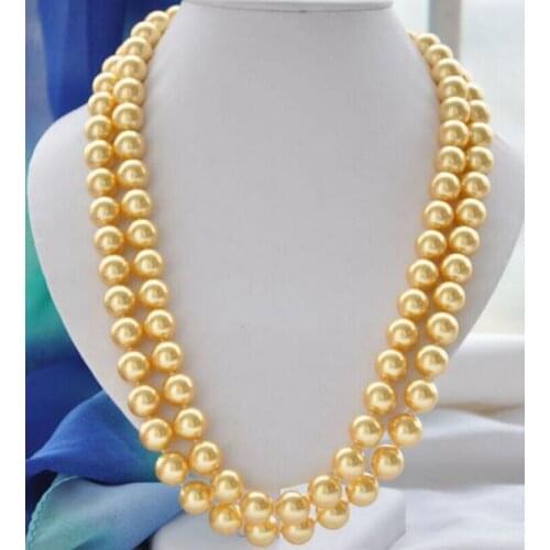 CHARMING 11-12 MM NATURAL GOLD PEARL NECKLACE 36inch