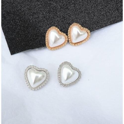 12 pair/lot wholesale fashion jewelry accessories metal pearl heart earrings for women