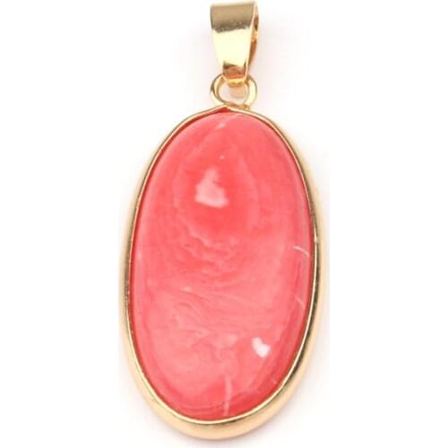 Natural Stone Pendant Oval Shape Pendants Agated Lapis Lazuli Charms Making for Jewelry Necklace gift for women 4*1.6*0.6cm