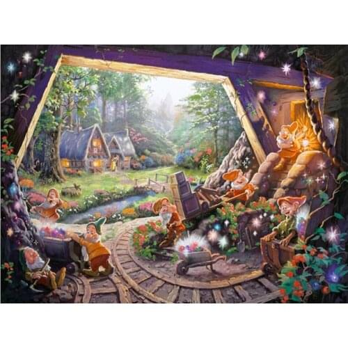 Full Mosaic Pasted Round Diamond Painting Snow White And The Seven Dwarfs DIY Diamond Embroidery Cartoon Pattern 3D Cross