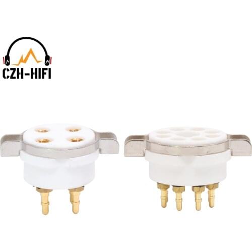 Gold Plated 4pin 8pin High End Ceramic Tube Socket Valve Base Power Lamp Jack for 300B 811 2A3 KT88 6CA7 5AR4 Audio Amplifier