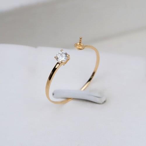 Real AU 750 18K Gold Ring Mountings Findings Jewelry Mounts Settings Accessories Parts for Pearls Agate Coral Crystals Jade