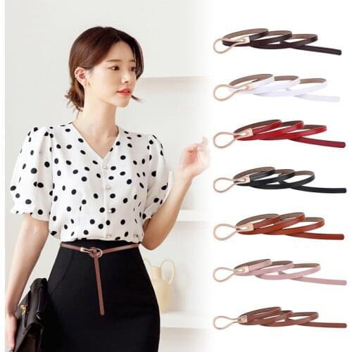 Cowhide Women New Thin Belt Trendy Genuine Leather Decorative Shirt with Dress Suit Waist Versatile Multi-color Belt