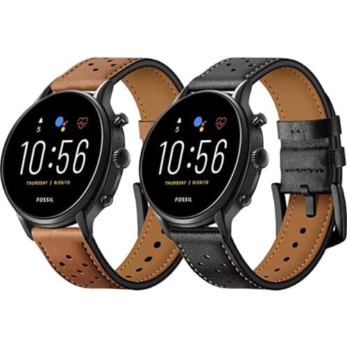 Genuine Leather Strap For Fossil Gen 5 Carlyle/Julianna/Garrett HR/ Q Explorist/Gen 5E 44mm/ Sport 43mm Bracelet