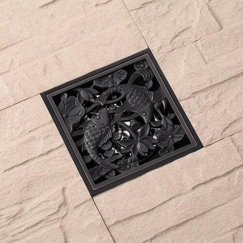 10x10cm Euro Style Black Bronze Art Drain Bathroom Shower Waste Drainer