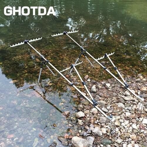 GHOTDA 1.5M 1.7M 2.1M Aluminum Alloy Telescoping Fishing Pole Hand Rod Holder Stand