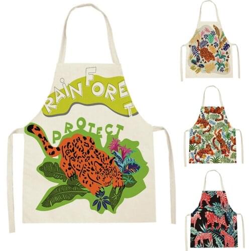 Tropical Red Tiger Pattern Apron for Children JungleTiger Customizable Men Kitchen Apron 47-38 Apron for Women Pinafore Tablier