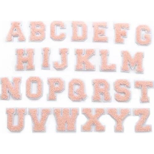 Embroidery Brand Patch Light Peach Color Name Letter Sew on Transfer Iron on Sticker Baby Clothes Bag Decoration
