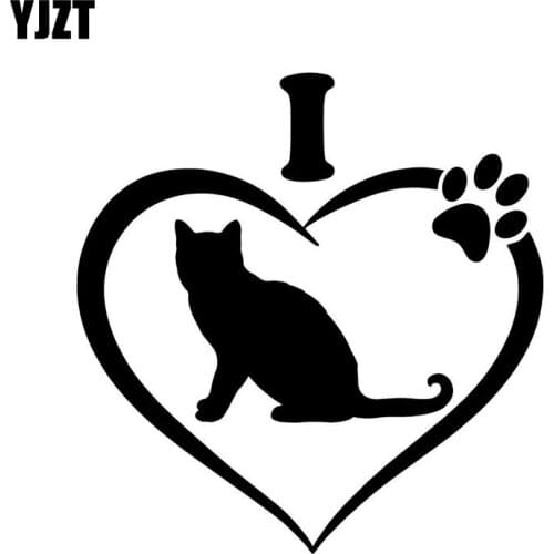 YJZT 14.1CM*14.4CM I Love My Cat Vinyl Decal Personality Car Sticker Black Silver C10-02438