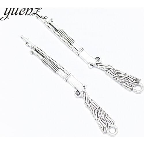 YuenZ 4pcs Antique Silver color Gun Charmsfor diy charms pendant necklace jewelry making 85*10mm M47