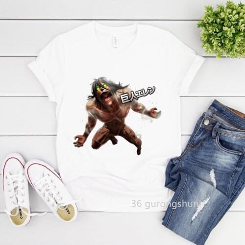 2021 Attack On Titan T Shirt Eren Mikasa T-Shirt Japan Manga Ninja Cartoon Print Women Clothe Female Clothing Short Sleeve Top