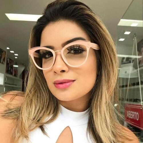 2020 Women Cat Eye Glasses frame Fashion rivet Lady Cat Eyeglasses Frames For Women Brand Designer Sexy optics eyewear