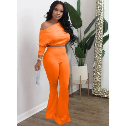 Women One Shoulder Two Piece Set Crop Top and Wide Leg Pants Office Lady Birthday Party Sexy Club Outfits Matching Sets Femme