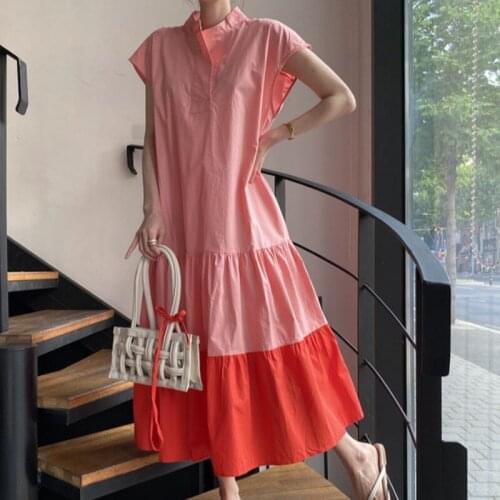 Plus size 5xl 6xl Women Long Dress Japanese Fashion patchwork Maxi shirts Dress Robe Female Vestiods 2020 Korean work Dress