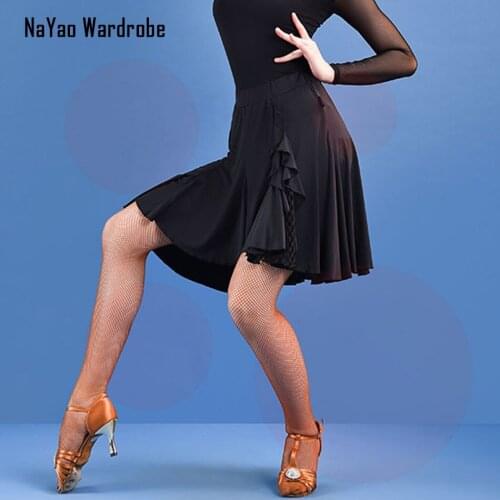 2020 New Latin Dance Dress Women Black Latin Dance Skirt Ballroom Samba Tango Chacha Belly Dancing Performamnce SS037