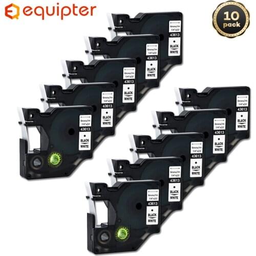 10pcs 43613 1/4"(6mm) x 23'(7m) black on white compatible Dymo D1 PNP 6mm label printers D1 43613 for dymo label manager LM160